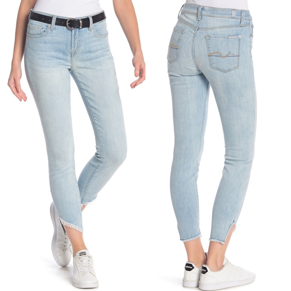 7FAM Gwenevere Angled Raw Hem Skinny Jeans